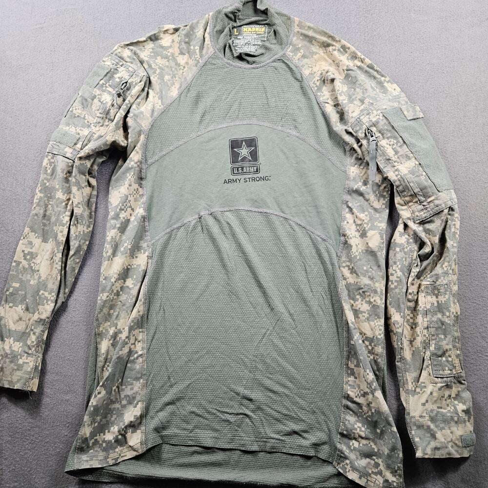 Massif Tactical Army Combat Shirt ACU Camo Size L Army Strong Logo Hunting